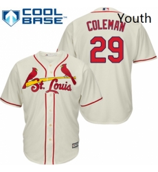 Youth Majestic St Louis Cardinals 29 Vince Coleman Replica Cream Alternate Cool Base MLB Jersey
