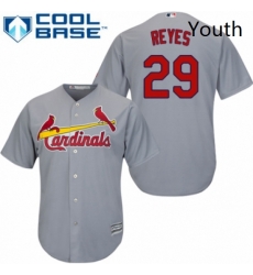 Youth Majestic St Louis Cardinals 29 lex Reyes Authentic Grey Road Cool Base MLB Jersey 