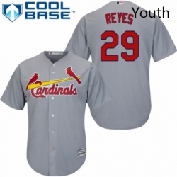 Youth Majestic St Louis Cardinals 29 lex Reyes Replica Grey Road Cool Base MLB Jersey 