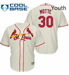 Youth Majestic St Louis Cardinals 30 Jason Motte Replica Cream Alternate Cool Base MLB Jersey 