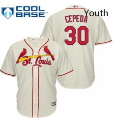 Youth Majestic St Louis Cardinals 30 Orlando Cepeda Authentic Cream Alternate Cool Base MLB Jersey