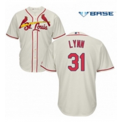Youth Majestic St Louis Cardinals 31 Lance Lynn Authentic Cream Alternate Cool Base MLB Jersey