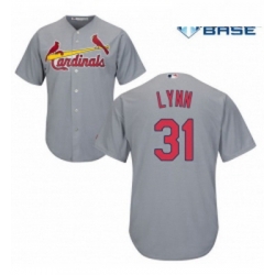 Youth Majestic St Louis Cardinals 31 Lance Lynn Replica Grey Road Cool Base MLB Jersey