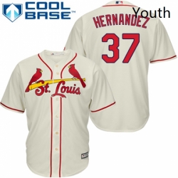 Youth Majestic St Louis Cardinals 37 Keith Hernandez Replica Cream Alternate Cool Base MLB Jersey