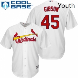 Youth Majestic St Louis Cardinals 45 Bob Gibson Authentic White Home Cool Base MLB Jersey