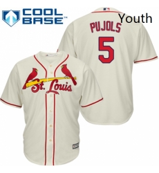 Youth Majestic St Louis Cardinals 5 Albert Pujols Authentic Cream Alternate Cool Base MLB Jersey