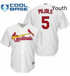 Youth Majestic St Louis Cardinals 5 Albert Pujols Authentic White Home Cool Base MLB Jersey