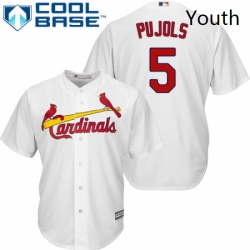 Youth Majestic St Louis Cardinals 5 Albert Pujols Authentic White Home Cool Base MLB Jersey