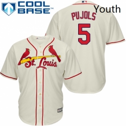 Youth Majestic St Louis Cardinals 5 Albert Pujols Replica Cream Alternate Cool Base MLB Jersey