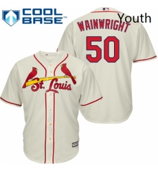 Youth Majestic St Louis Cardinals 50 Adam Wainwright Authentic Cream Alternate Cool Base MLB Jersey