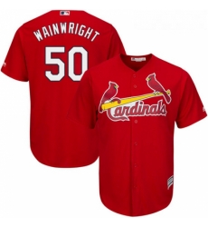 Youth Majestic St Louis Cardinals 50 Adam Wainwright Authentic Red Alternate Cool Base MLB Jersey