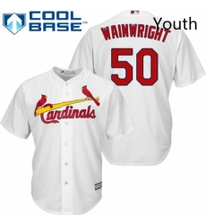 Youth Majestic St Louis Cardinals 50 Adam Wainwright Authentic White Home Cool Base MLB Jersey