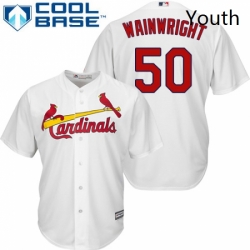Youth Majestic St Louis Cardinals 50 Adam Wainwright Replica White Home Cool Base MLB Jersey