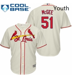 Youth Majestic St Louis Cardinals 51 Willie McGee Authentic Cream Alternate Cool Base MLB Jersey