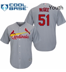 Youth Majestic St Louis Cardinals 51 Willie McGee Authentic Grey Road Cool Base MLB Jersey
