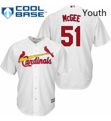 Youth Majestic St Louis Cardinals 51 Willie McGee Replica White Home Cool Base MLB Jersey