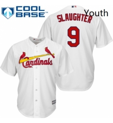 Youth Majestic St Louis Cardinals 9 Enos Slaughter Authentic White Home Cool Base MLB Jersey