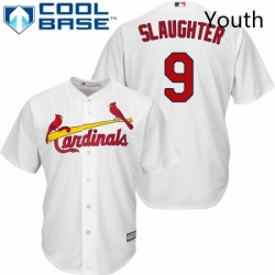 Youth Majestic St Louis Cardinals 9 Enos Slaughter Authentic White Home Cool Base MLB Jersey