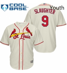 Youth Majestic St Louis Cardinals 9 Enos Slaughter Replica Cream Alternate Cool Base MLB Jersey
