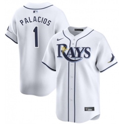Men Tampa Bay Rays 1 Richie Palacios White Home Limited Stitched Baseball Jersey