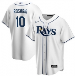 Men Tampa Bay Rays 10 Amed Rosario White Cool Base Stitched Baseball Jersey