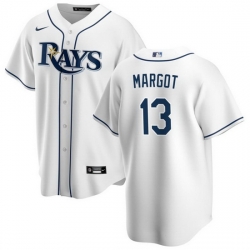 Men Tampa Bay Rays 13 Manuel Margot White Cool Base Stitched Baseball Jersey