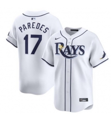 Men Tampa Bay Rays 17 Isaac Paredes White Home Limited Stitched Baseball Jersey