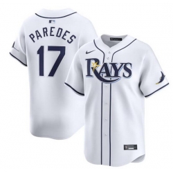 Men Tampa Bay Rays 17 Isaac Paredes White Home Limited Stitched Baseball Jersey