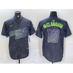 Men Tampa Bay Rays 18 Shane McClanahan Charcoal 2024 City Connect Limited Stitched Baseball Jersey 3