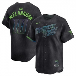 Men Tampa Bay Rays 18 Shane McClanahan Charcoal 2024 City Connect Limited Stitched Baseball Jersey