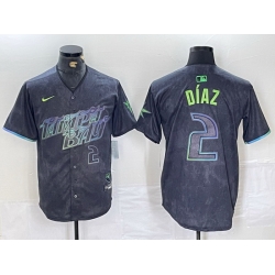 Men Tampa Bay Rays 2 Yandy D EDaz Charcoal 2024 City Connect Limited Stitched Baseball Jersey 3