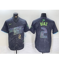 Men Tampa Bay Rays 2 Yandy D EDaz Charcoal 2024 City Connect Limited Stitched Baseball Jersey 4