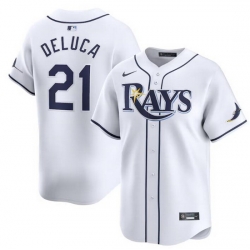 Men Tampa Bay Rays 21 Jonny DeLuca White Home Limited Stitched Baseball Jersey
