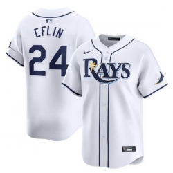 Men Tampa Bay Rays 24 Zach Eflin White Home Limited Stitched Baseball Jersey