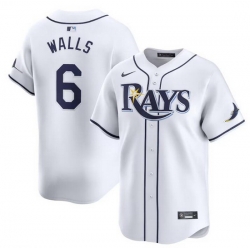 Men Tampa Bay Rays 6 Taylor Walls White Home Limited Stitched Baseball Jersey