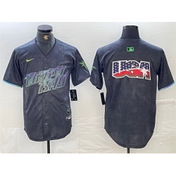 Men Tampa Bay Rays Team Big Logo Charcoal 2024 City Connect Limited Stitched Baseball Jersey 1