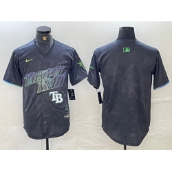 Men Tampa Bay Rays Team Big Logo Charcoal 2024 City Connect Limited Stitched Baseball Jersey 2