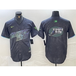 Men Tampa Bay Rays Team Big Logo Charcoal 2024 City Connect Limited Stitched Baseball Jersey
