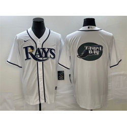 Men Tampa Bay Rays White Team Big Logo Cool Base Stitched Baseball Jersey