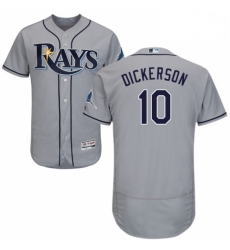 Mens Majestic Tampa Bay Rays 10 Corey Dickerson Grey Road Flex Base Authentic Collection MLB Jersey