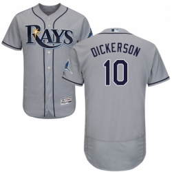 Mens Majestic Tampa Bay Rays 10 Corey Dickerson Grey Road Flex Base Authentic Collection MLB Jersey
