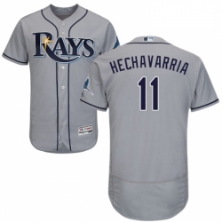 Mens Majestic Tampa Bay Rays 11 Adeiny Hechavarria Grey Flexbase Authentic Collection MLB Jersey