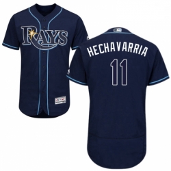 Mens Majestic Tampa Bay Rays 11 Adeiny Hechavarria Navy Blue Flexbase Authentic Collection MLB Jersey
