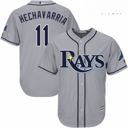 Mens Majestic Tampa Bay Rays 11 Adeiny Hechavarria Replica Grey Road Cool Base MLB Jersey 