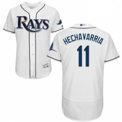 Mens Majestic Tampa Bay Rays 11 Adeiny Hechavarria White Flexbase Authentic Collection MLB Jersey