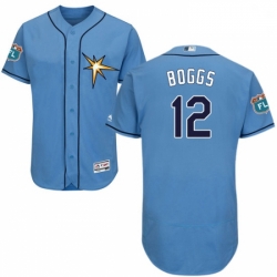 Mens Majestic Tampa Bay Rays 12 Wade Boggs Light Blue Flexbase Authentic Collection MLB Jersey
