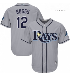Mens Majestic Tampa Bay Rays 12 Wade Boggs Replica Grey Road Cool Base MLB Jersey