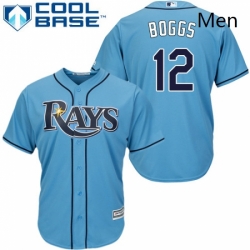 Mens Majestic Tampa Bay Rays 12 Wade Boggs Replica Light Blue Alternate 2 Cool Base MLB Jersey