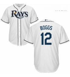 Mens Majestic Tampa Bay Rays 12 Wade Boggs Replica White Home Cool Base MLB Jersey