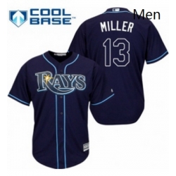Mens Majestic Tampa Bay Rays 13 Brad Miller Replica Navy Blue Alternate Cool Base MLB Jersey 